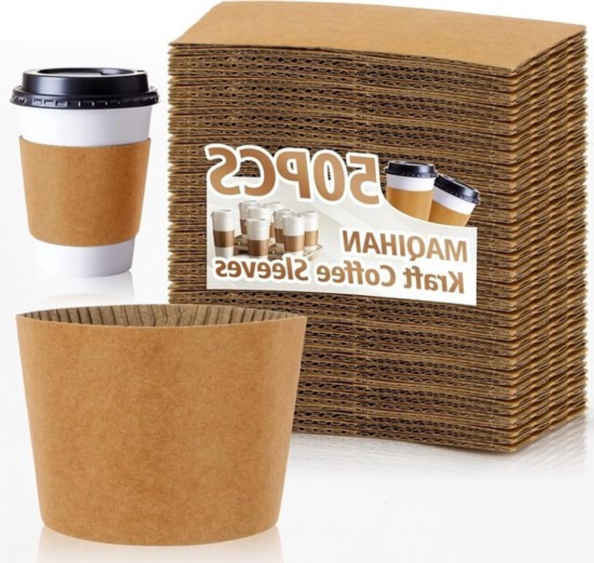 Koffiebekerhoezen - Isolatiehoesjes - Warme Dranken - Gegolfd Papier - 50 Stuks - Geel