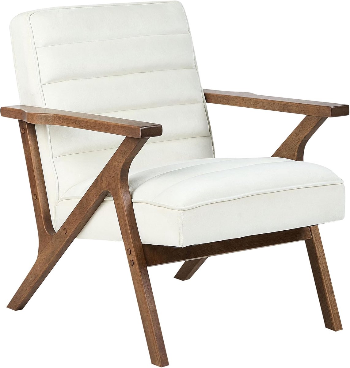 woonkamer fauteuil fluweel gestoffeerd houten frame wit Kisa