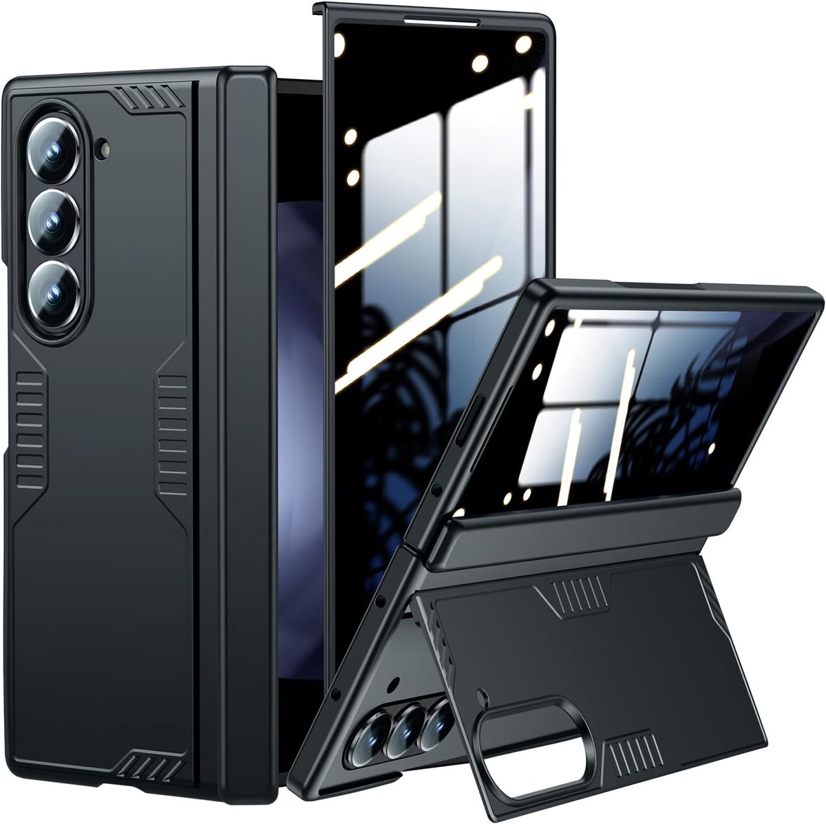 hoesje voor Galaxy z-Fold-6: privacyschermbeschermer verborgen standaard, draadloos opladen, dun ontwerp voor zakelijke professionals. Telefoonhoesje voor Samsung z fold 6 5G 2024 zwart