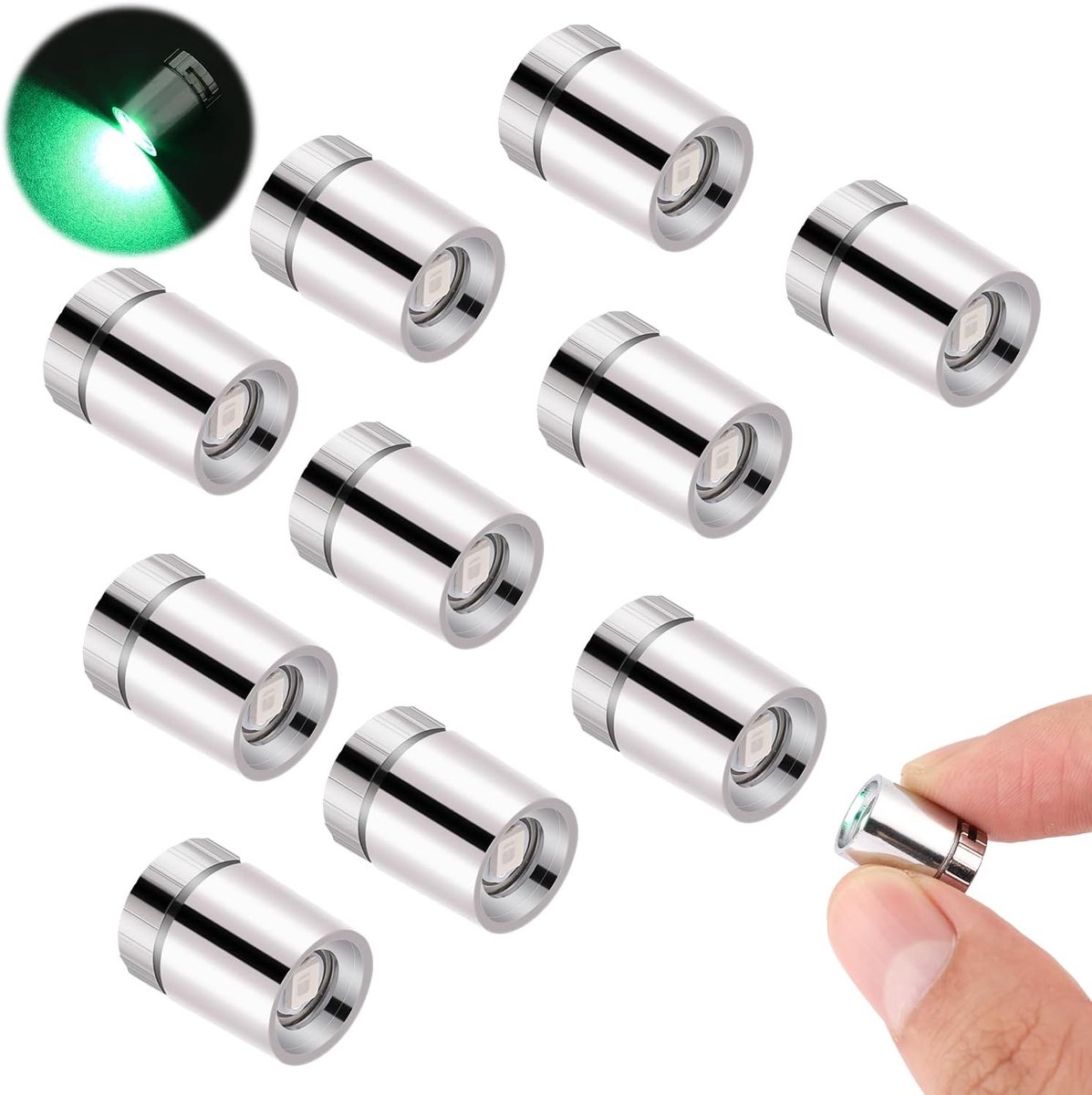 Image of 10 Stuks LED-minilampjes, Mini-ledlampjes voor Poppenhuis Zilveren Plastic Mini-Elektrische Lampjes voor Feestdecoratie Knutselen Poppenhuisaccessoires (Groen Licht)