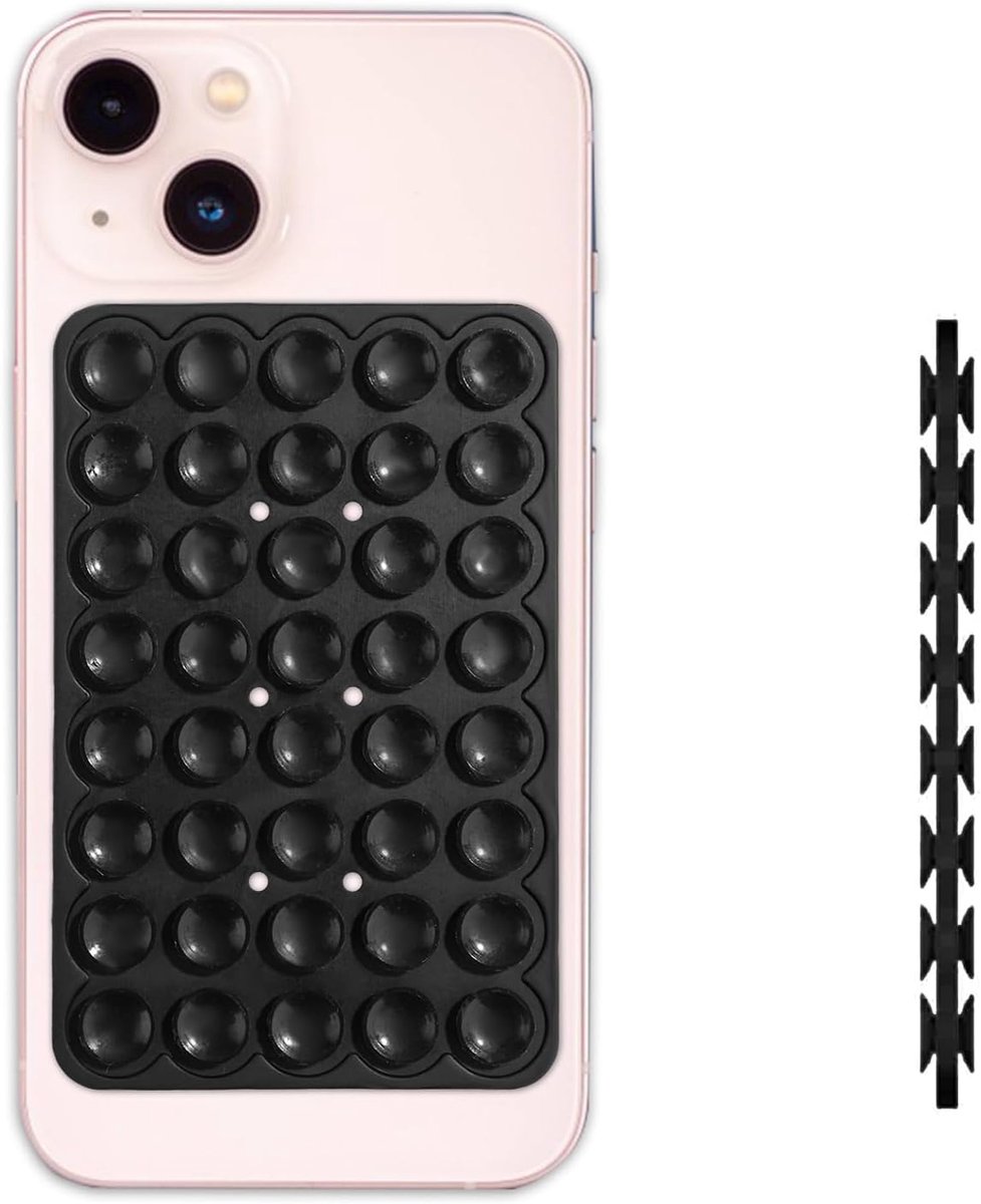 Dubbelzijdig Zuigtelefoonhouder, Afneembaar Zuignap Telefoonhouder Handvrij Zuignap Mobiele Telefoonhoes Multifunctioneel voor Mobiele Apparaten Spiegelglas (Zwart)