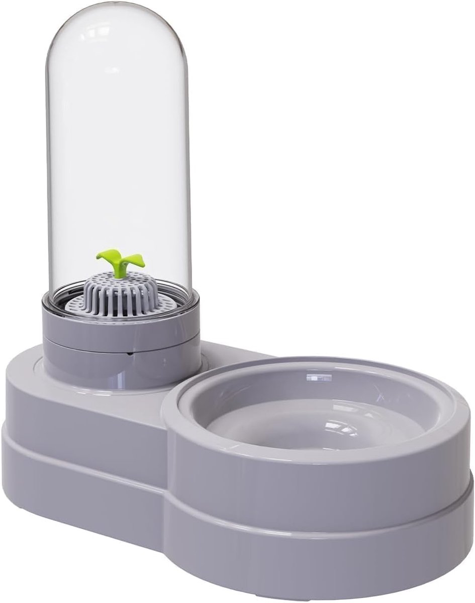 Waterdispenserstation voor huisdieren, 580ml Vrijstaande watertoevoer voor huisdieren Automatische waterdrinkfonteinfles met filter voor kleine hond Puppy Kat Konijn Klein dier (grijs)