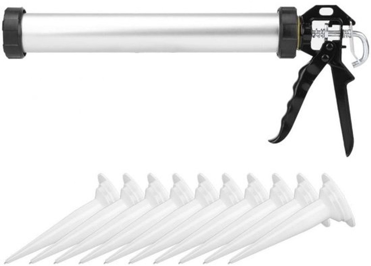 Allecto - Silicone gun - Sealing dust gun - 600 ml - Aluminium - Universele applicator - Perfect voor glaskit en lijm - Geschikt voor klussen