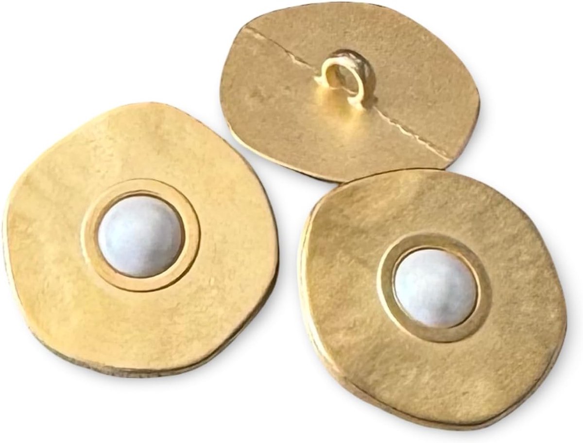 Knopen met parel goud mat 16 mm of 24 mm (10 stuks) (16 mm)