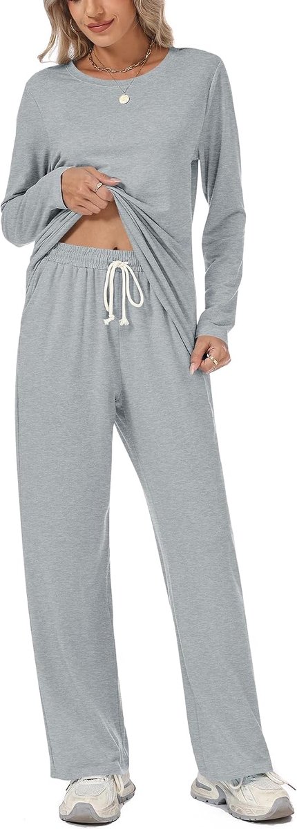 Pyjama voor dames, lange pyjamaset, nachtkleding, loungewear met