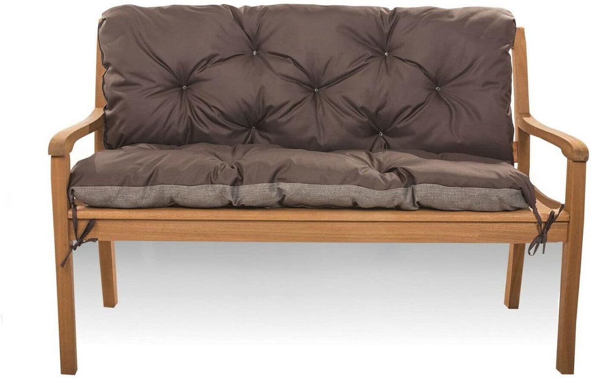 Zitkussen voor Hollywood-schommelbank - Zitbank met rugleuning - Tuinschommelkussen - Outdoor bankkussen (150 x 60 x 50, Bruin)