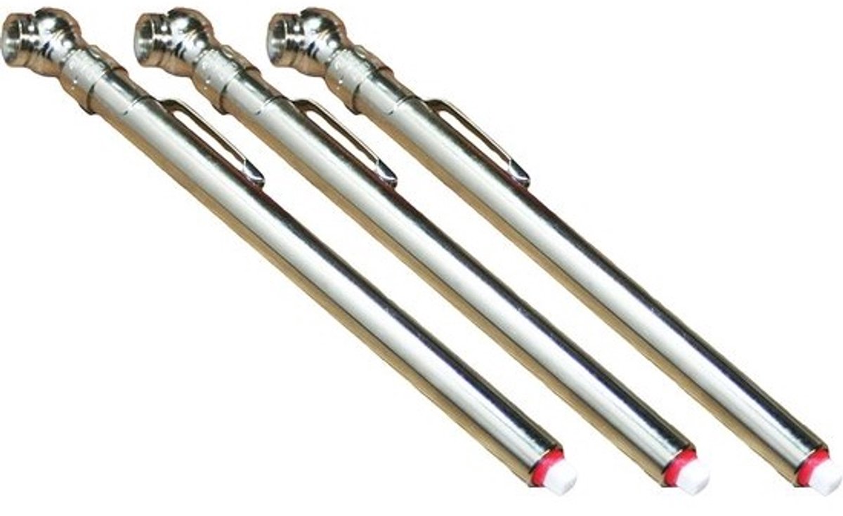 Bandenmeter Set - Luchtdrukmeter Banden - Banden Controleren - Met Kalibratie - 3 Stuks - Zwart