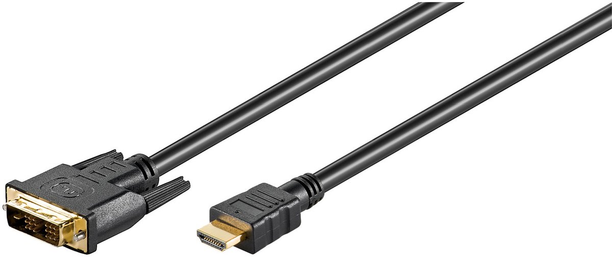 Goobay DVI-D/HDMI kabel, DVI-D-stekker Single-Link (18+1 pinnen) naar HDMI-connector (Type A), 2 m, vergulde HDMI-connectoren