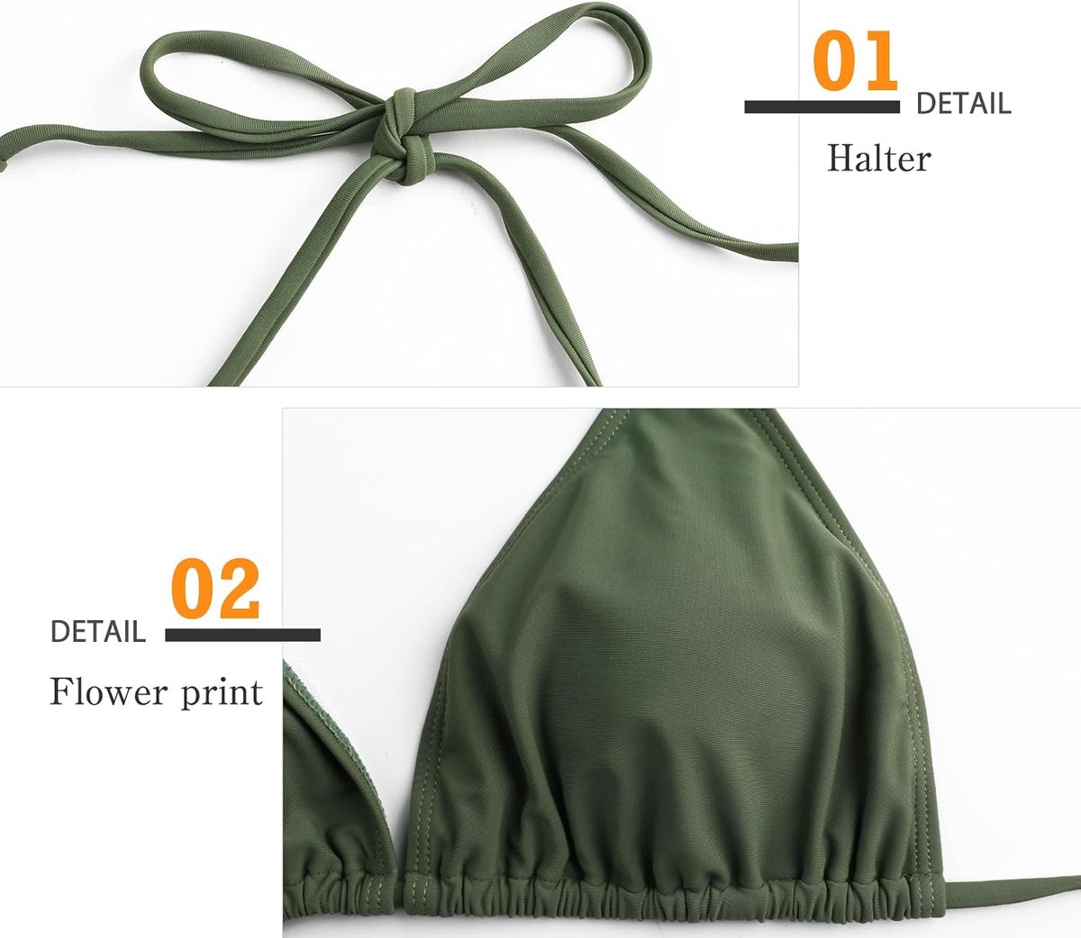 Bikiniset, driehoekige tanga, badpak, bloemenpatroon, V-hals, tweedelig