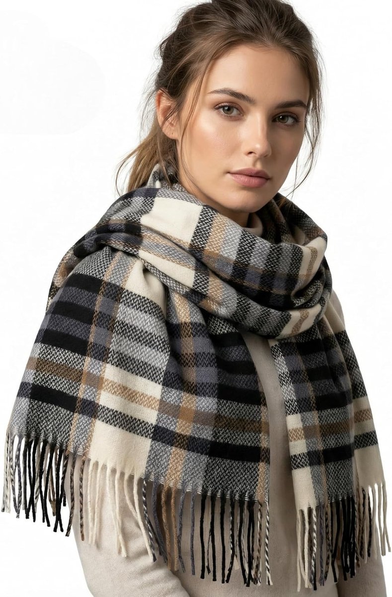 Dailygoods- Damessjaal grote zachte wintersjaal - geruit - halsdoek - 180 x 70 cm - stijlvol accessoire - 100% polyester - Sjaal