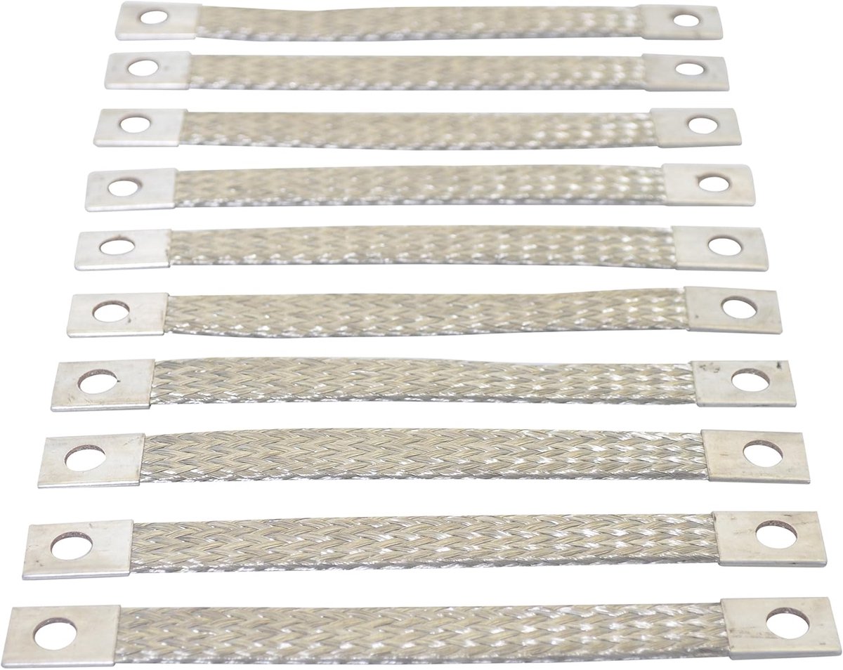 Doorsnede: 10mm2 lengte: 250mm 10 stuks aardingsband accumassaband massakabel motor-massabanden koperen band Earth vlechten met gekrompte contacthulzen
