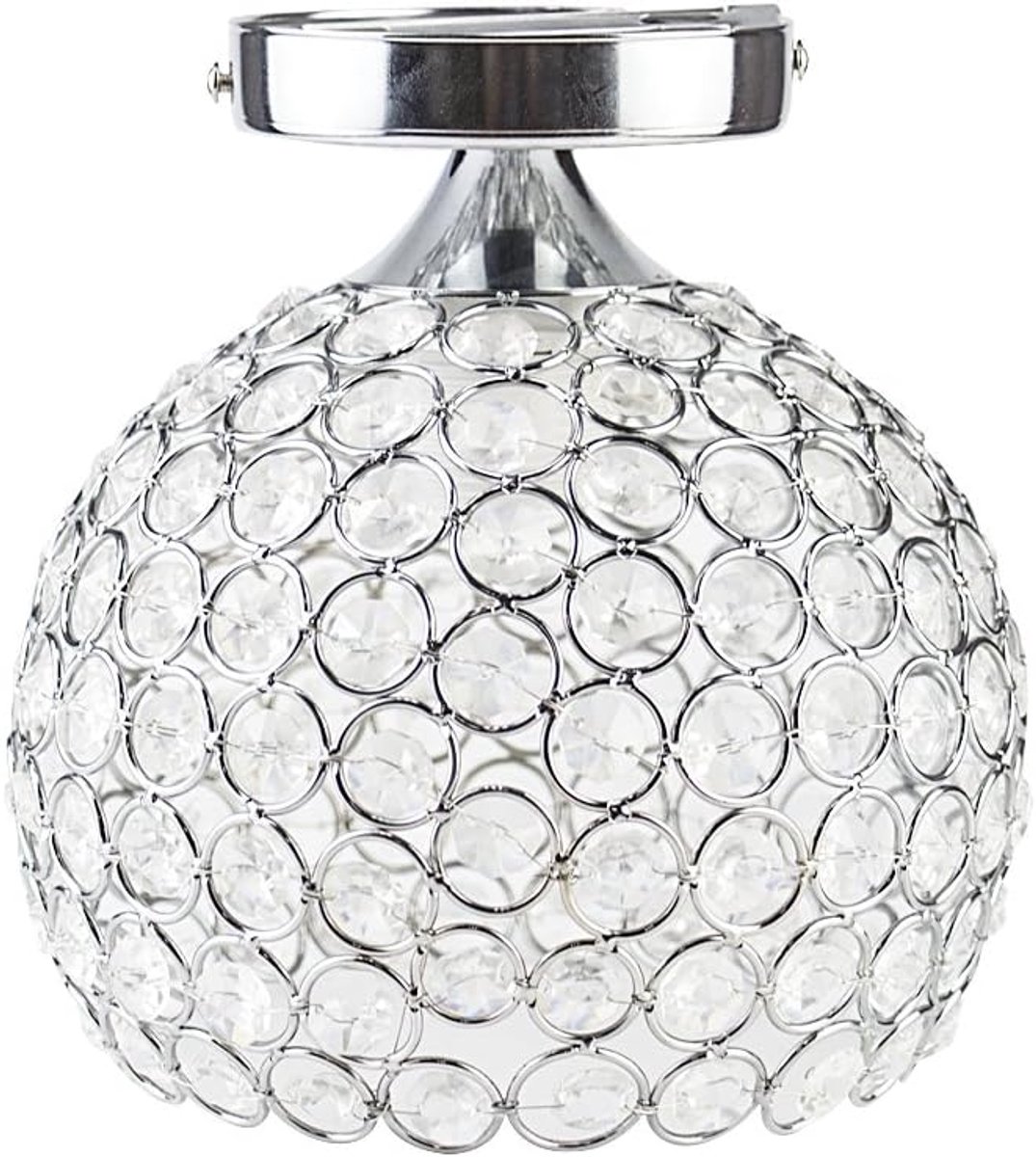 Plafondlampen, E27 plafondlamp met zilveren voet, moderne sokkel, mini-kogelkroonluchter, hanglamp voor slaapkamer, hal, Ø 18 cm (zonder lamp)