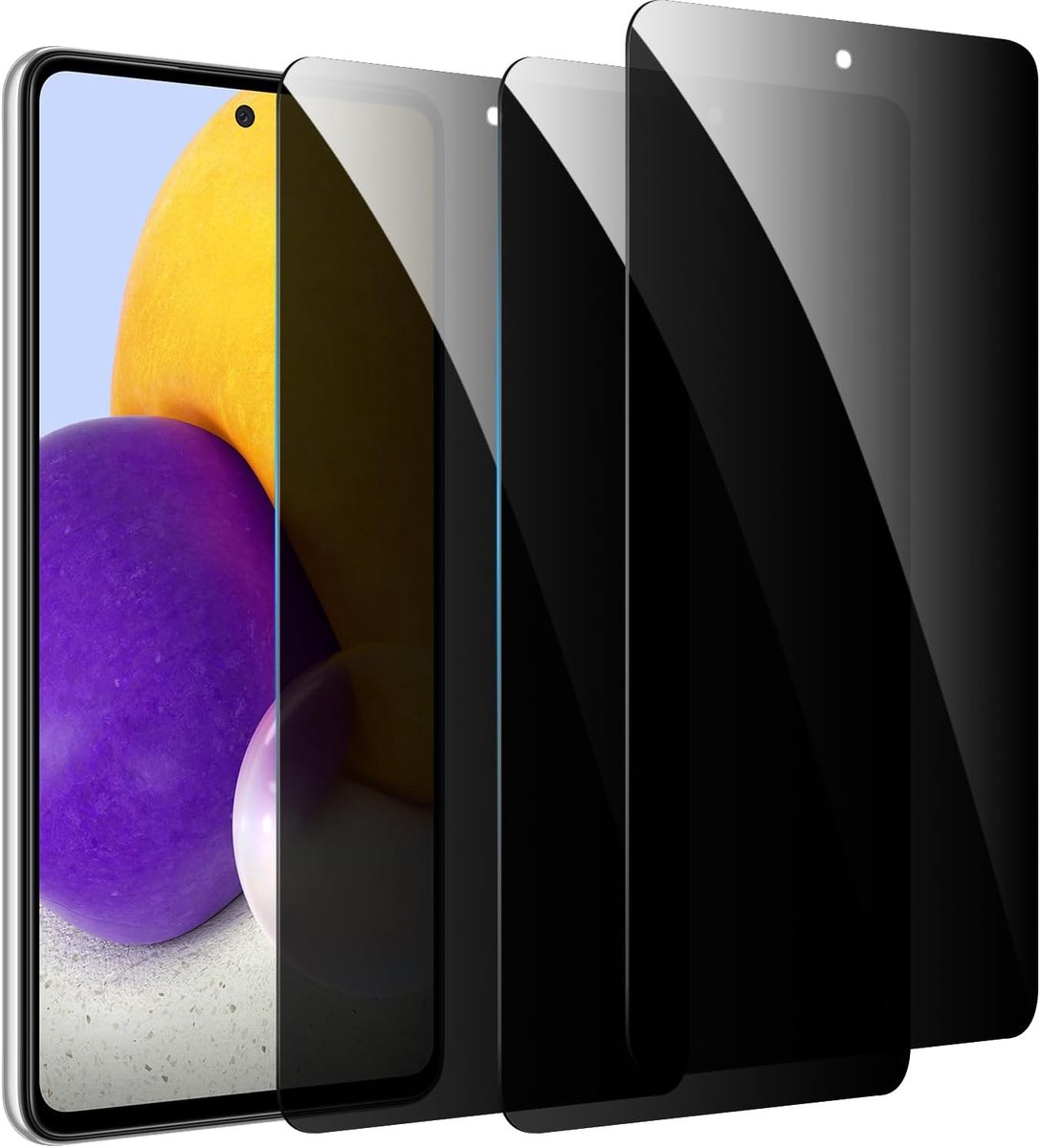 Beschermhoezen voor Samsung Galaxy A71/A72/A73, 35 graden uitgebalanceerde kijkhoek met oogbescherming, hardheid van 9H, 3 stuks