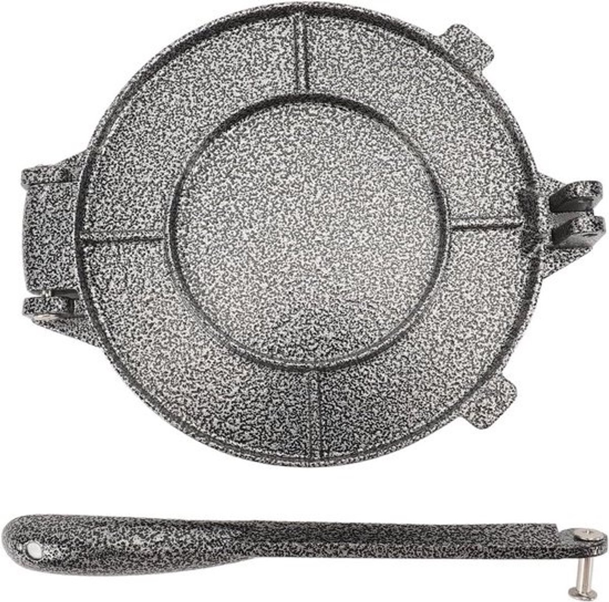Tortilla Pers - Deegmaker Taco - Platbrood Maken - Handmatig Ontwerp - 20x16cm - Zilver