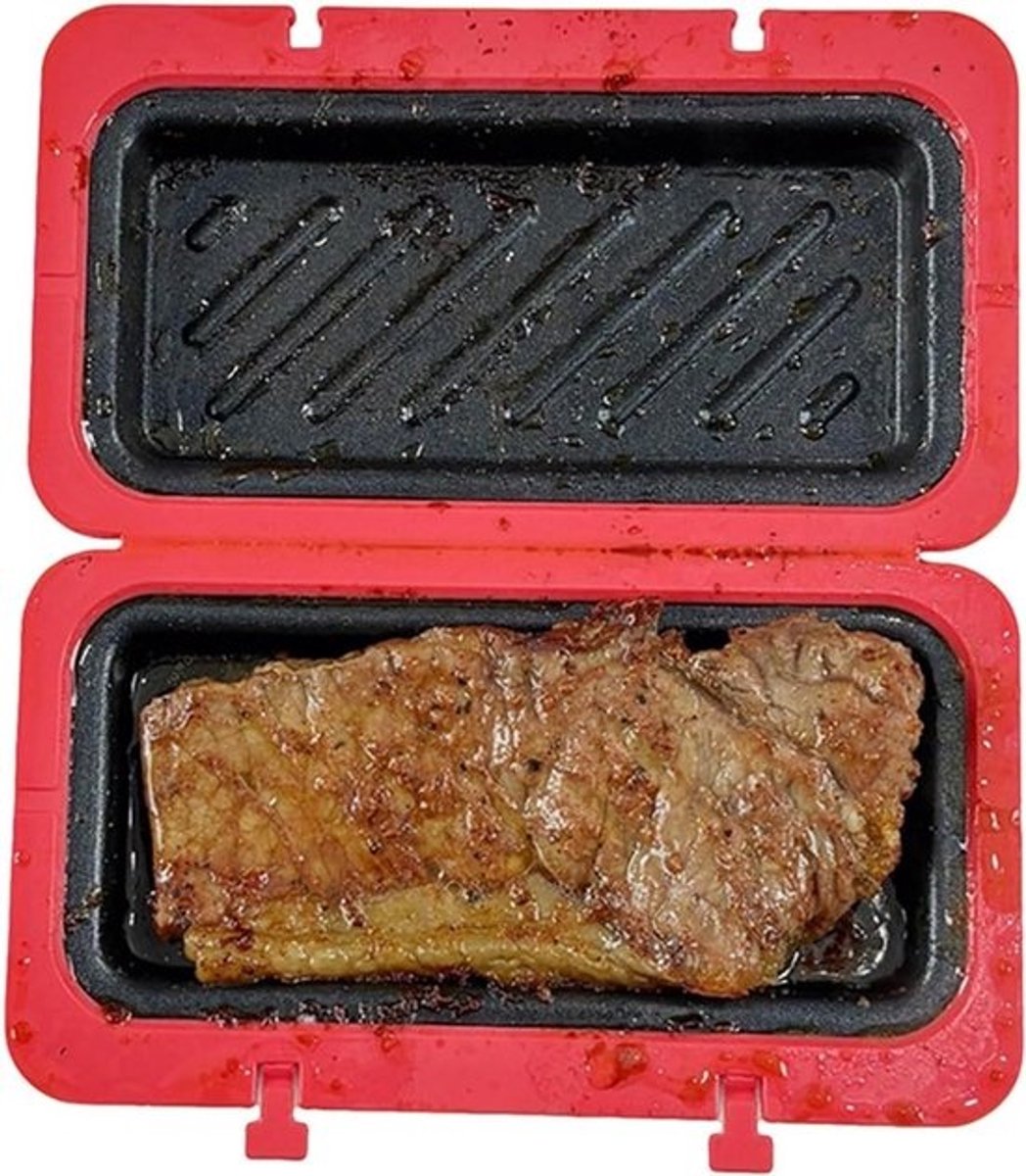 Elektrische Sandwichmaker - Kaassmelter Tosti-apparaat - Snelle Maaltijden Bereiden - Magnetronverwarming 60 Seconden - 19.3x11.8x4.1cm - Rood