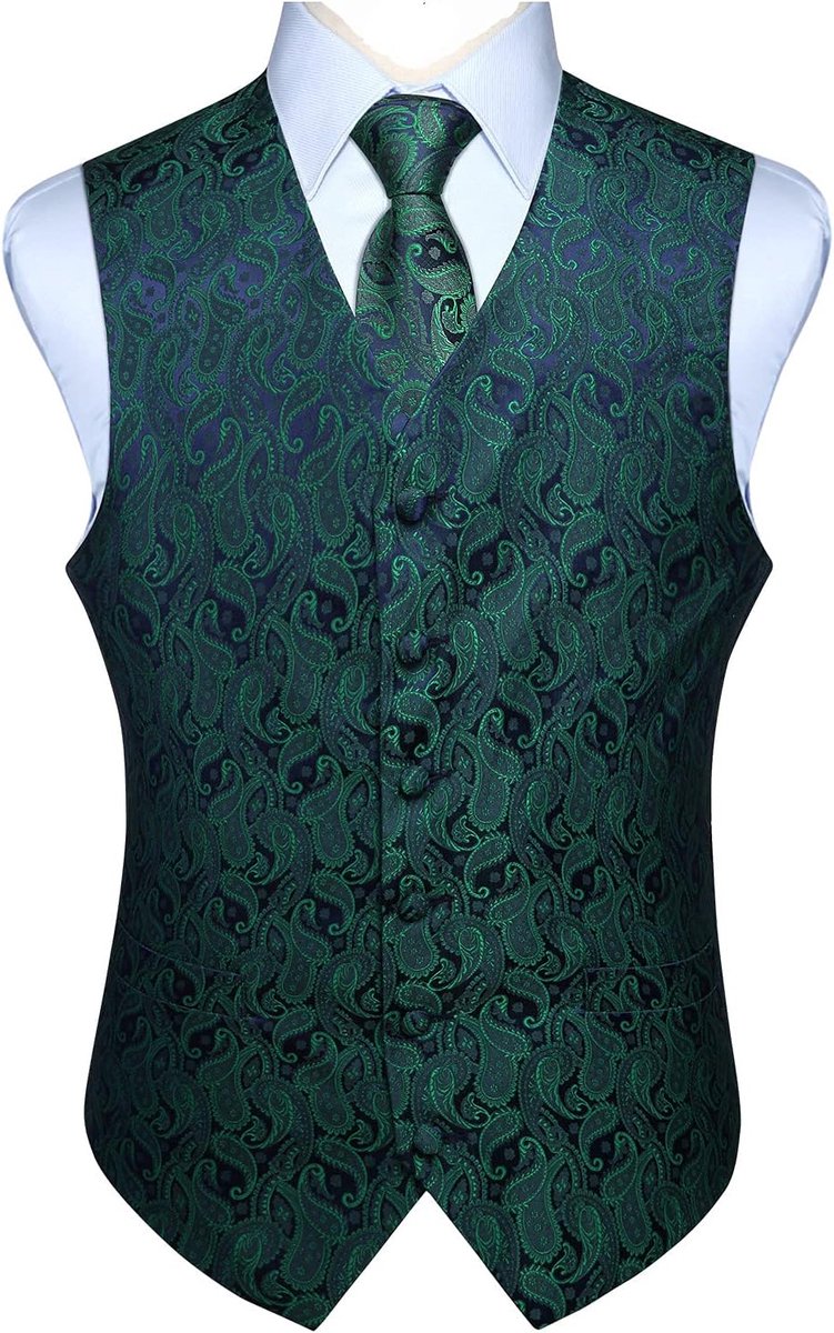 Vesten voor mannen bruiloft paisley vest bloemen jacquard stropdas zak vierkant feest formele vest pak set S-6XL