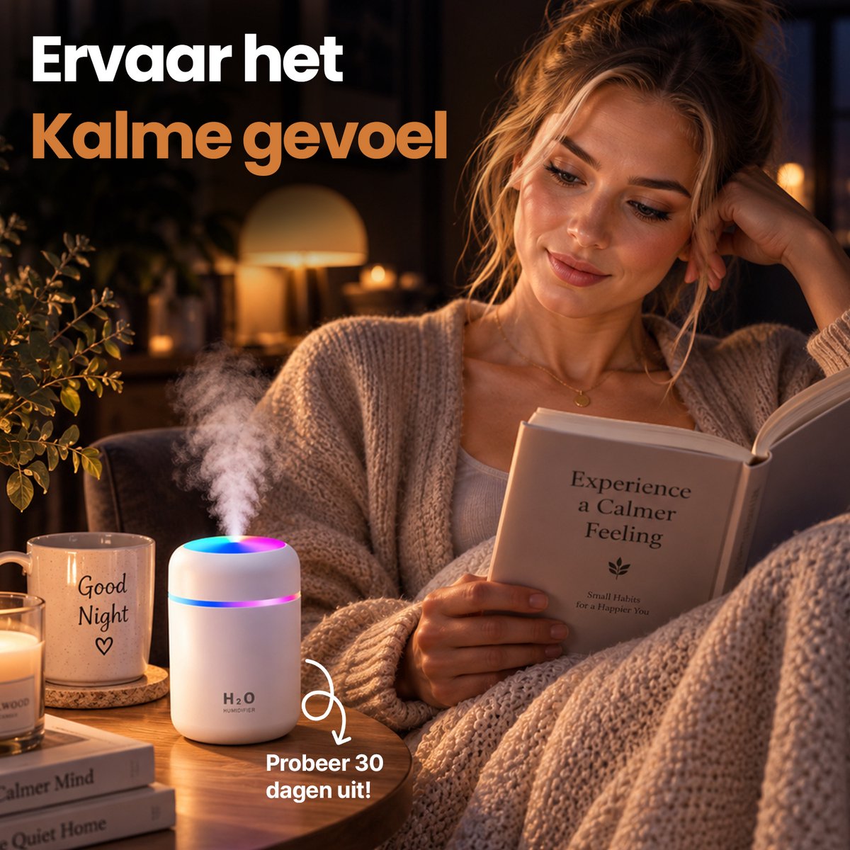 Rivello Aroma Diffuser - 300ML - Compact & Praktisch - Luchtbevochtiger Met Aromatherapie - Luchtreiniger - Incl. Led Verlichting - Slaapkamer - Wit — cadeau in Wonen & Interieur - foto 8