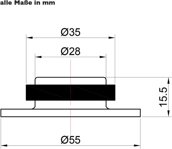 Stoppenwerk vloer vloer deurstop rond en plat - deurstop roestvrij staal met rubberen buffer incl. bevestigingsmateriaal voor het vastschroeven aan de vloer - Ø5,3cm H:1,4cm — afbeelding 3