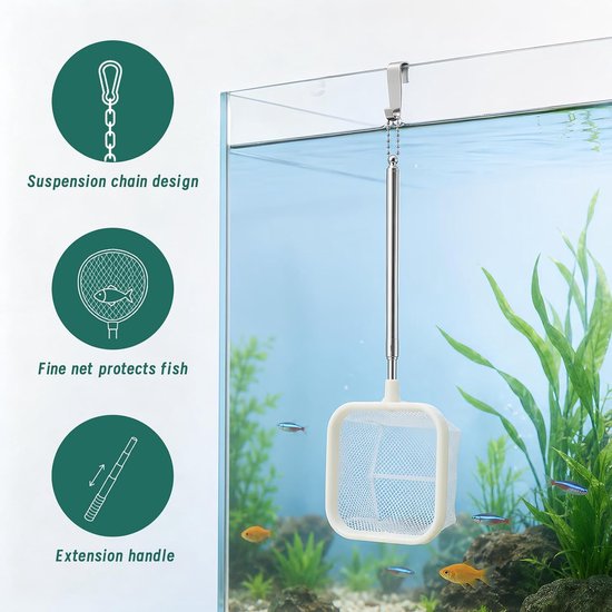 2 stuks aquariumvisnetten voor vijvers, kleine vijvernet — afbeelding 3