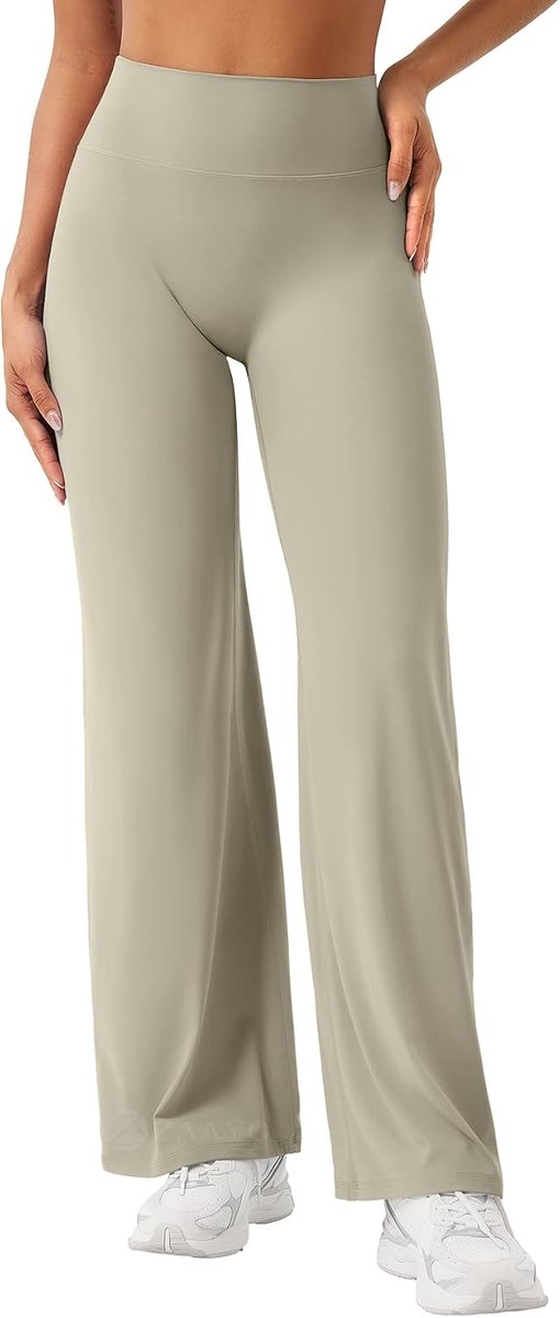 Naadloze yogabroek voor dames, rechte legging, hoge taille, met wijde pijpen, voor sport, yoga, ondoorzichtig