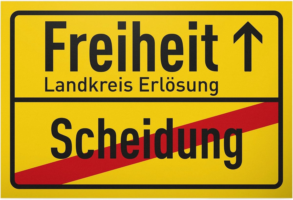 Scheiding - kunststof bord 30 x 20 cm - grappig cadeau-idee voor vers gescheiden - spreuk teken scheiding party decoratie - grappig spreuken bord deurbord - feestdecoratie afscheid single