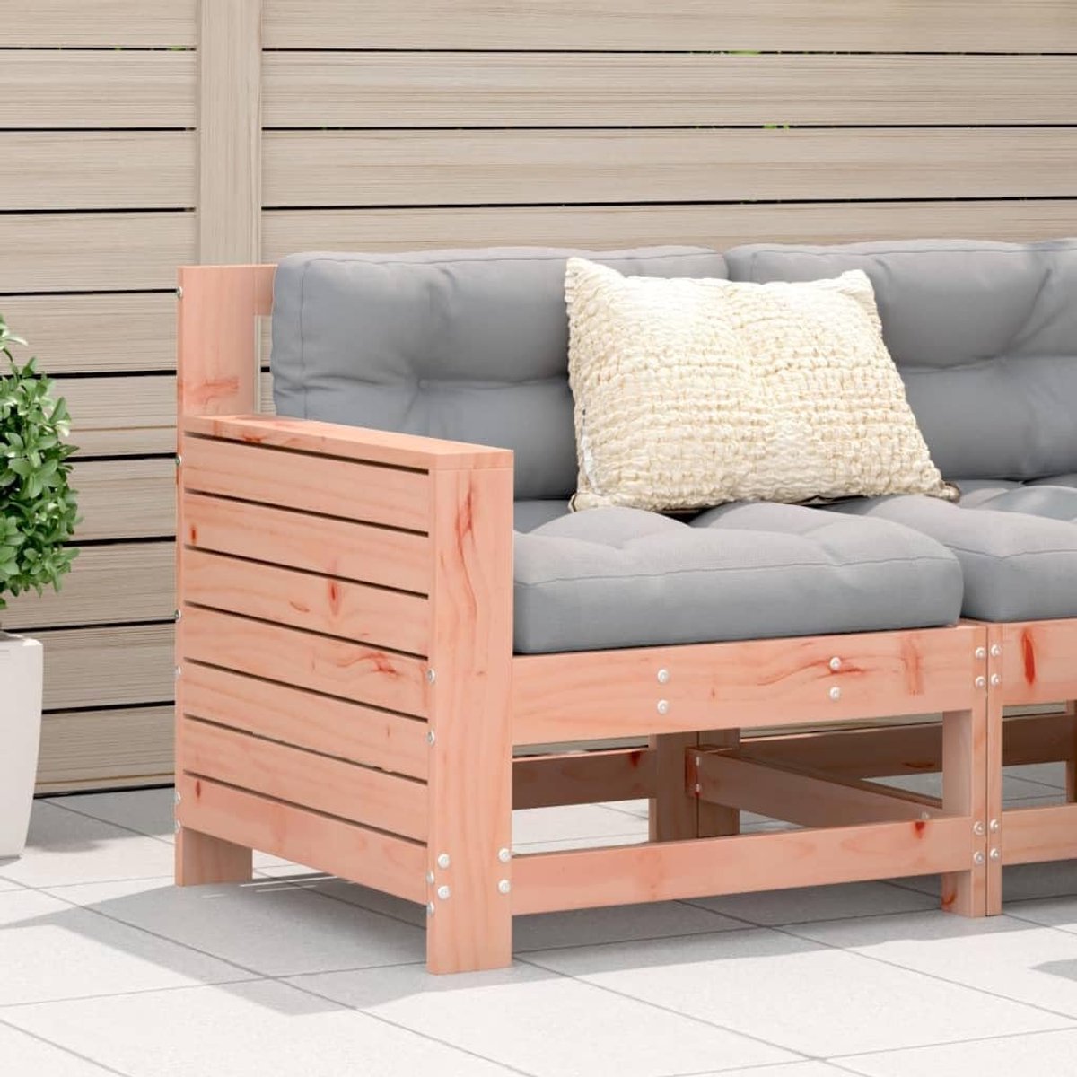 Douglashout Tuinbank met armleuning 69x62x70,5 cm - Duurzame houten bank voor terras, patio of tuin - Comfortabele zitervaring met lattenontwerp en modulair systeem