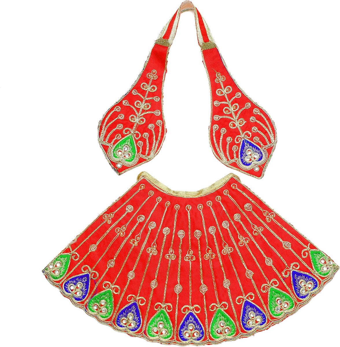 Laxmi Durga Devi MATA Dress poshak vastra Cloth lehanga Chunari Puja Item for Idol Statue Home Decor Indian Traditional Festival Laxmi poojan Navratri Decorations Decor (Size:- 7")(Red)
