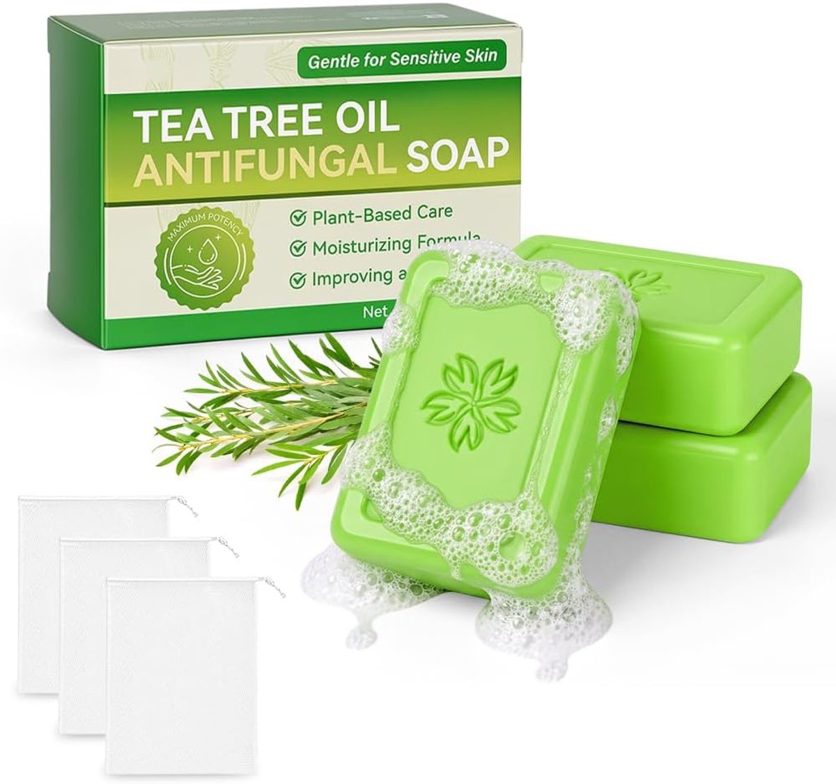 3 stuks theeboom zeep, theeboom zeep stuk voor gezicht en lichaam acne, A