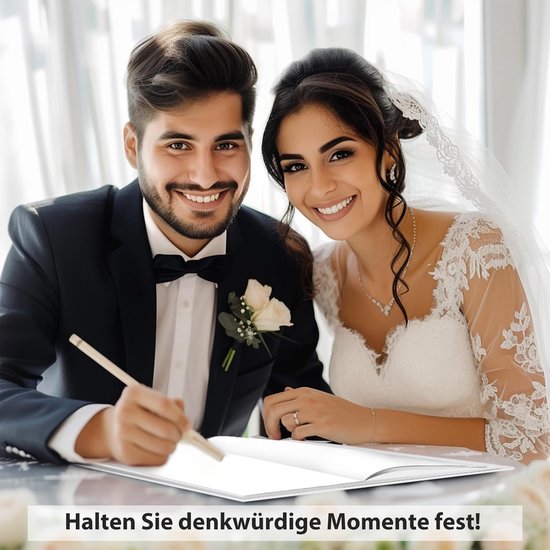 Gastenboek, blanco, met 40 mooie stickers en 44 dubbelzijdige pagina's, premium dik papier, afmeting 21 x 21 cm, gastenboek, hardcover, bruiloftsgastenboek voor bruiloften, verjaardagen — afbeelding 3