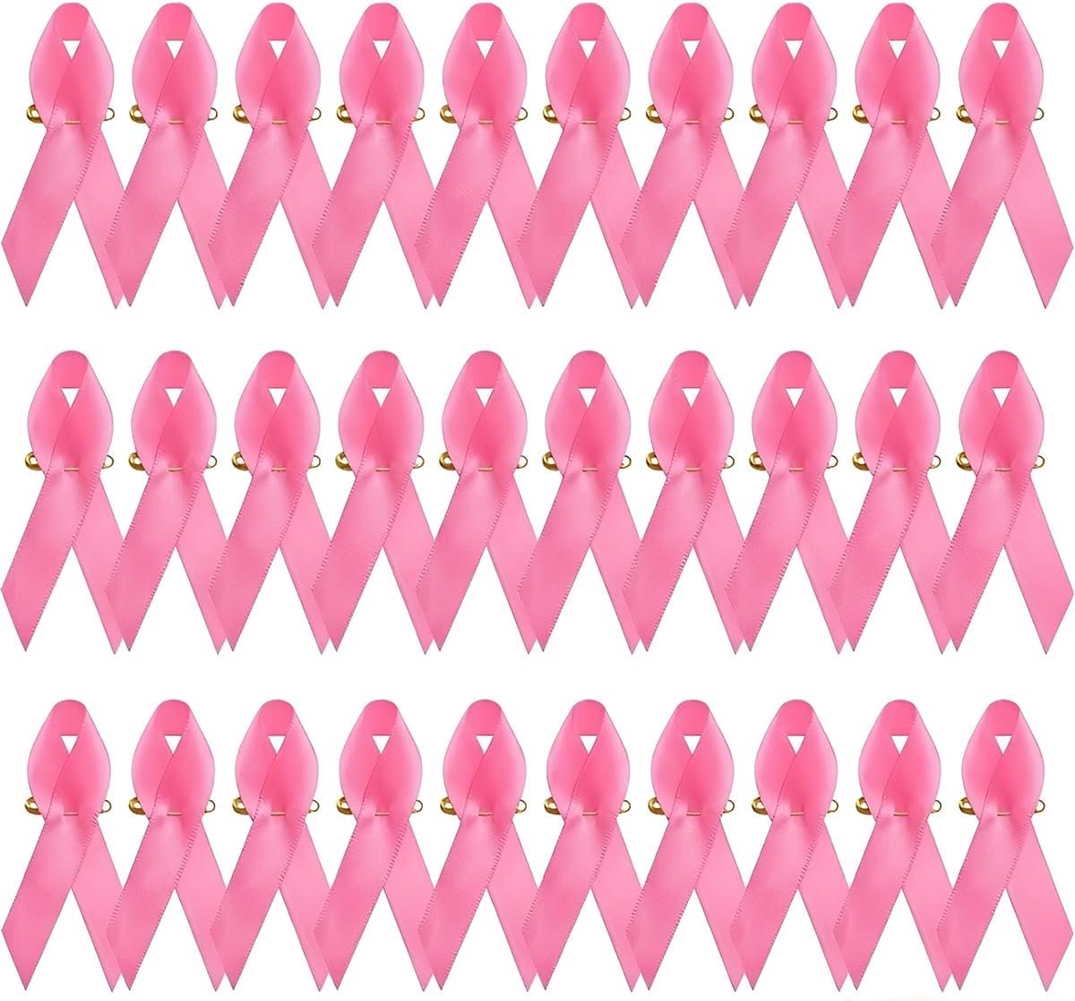 Set van 30 pinnen oktober roze lint borstkanker bewustzijn met veiligheidsspeld, polyester spelden voor decoratie en liefdadigheidsevenementen