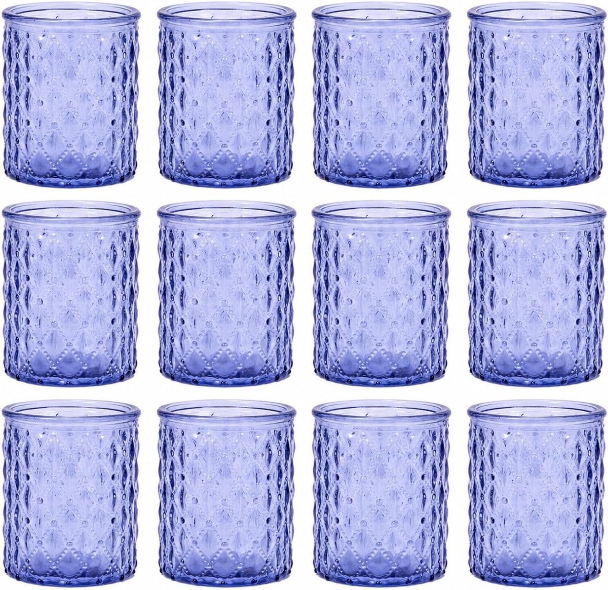 12 stuks, blauw met ruitpatroon, romantisch, vintage en Boheemse decoratie voor bruiloft, feest, festival, thuis