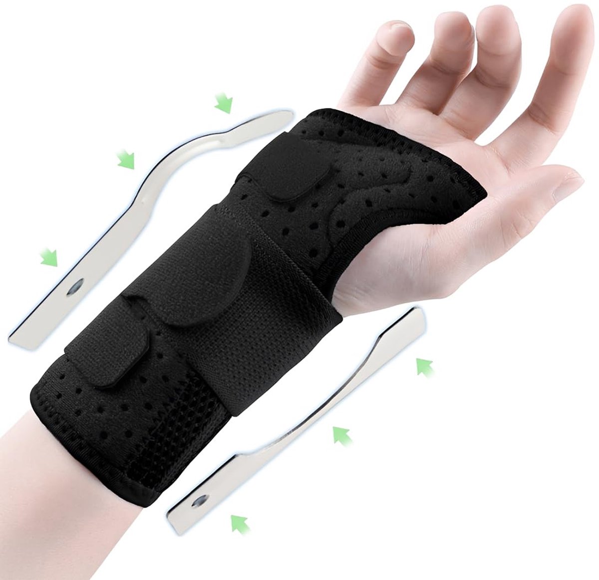 1 Stuk Fitness Polssteun, Verstelbare Polsbandage Met Metalen Rail, Ademende Gezamensteun Voor Sport, Training En Dagelijks, Zwart, M
