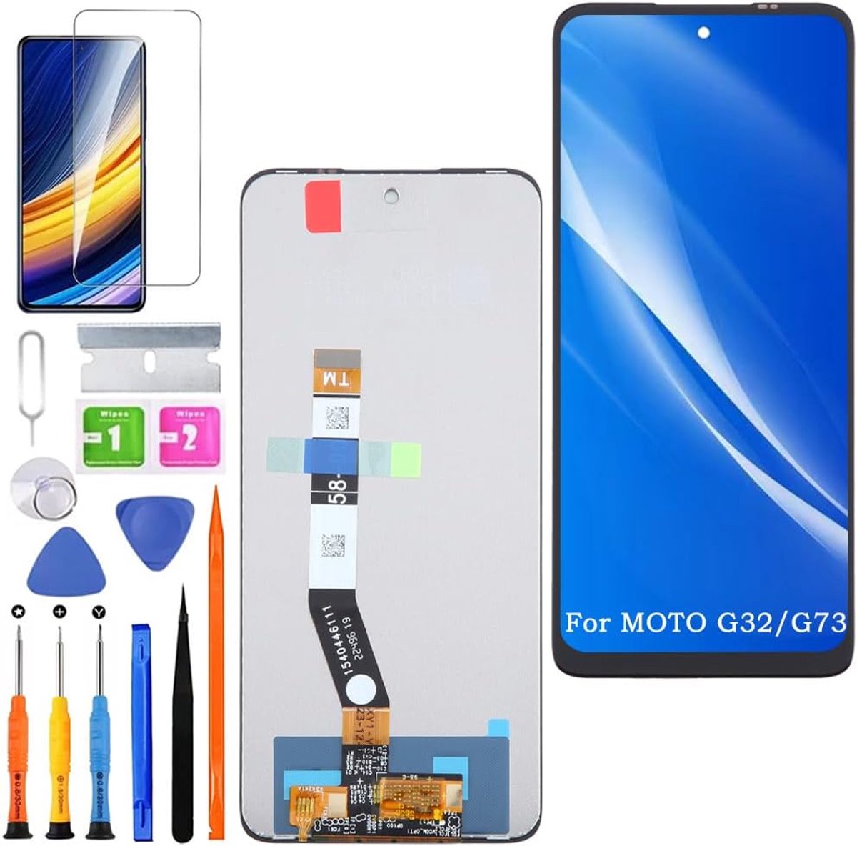 Display voor Motorola Moto G32 / G73 lcd-scherm, XT2235, beeldscherm, touch-digitizer assembly, kit met reparatieonderdelen