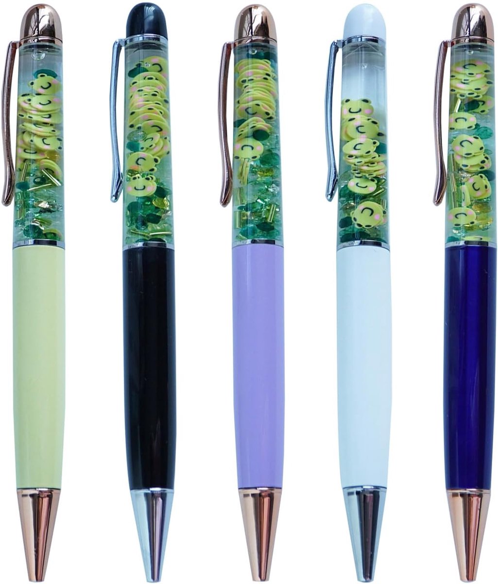 Drijvende grappige pennen schattige floater vloeibaar schrijven journaling kantoorpen uniek cadeau voor vrouwen mannen set van 5 pennen