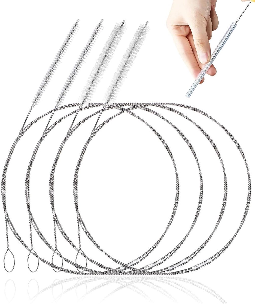 Reinigingsborstels, 100 cm, 120 cm, roestvrij staal, voor rietjes, slangen, flessen, 4 stuks