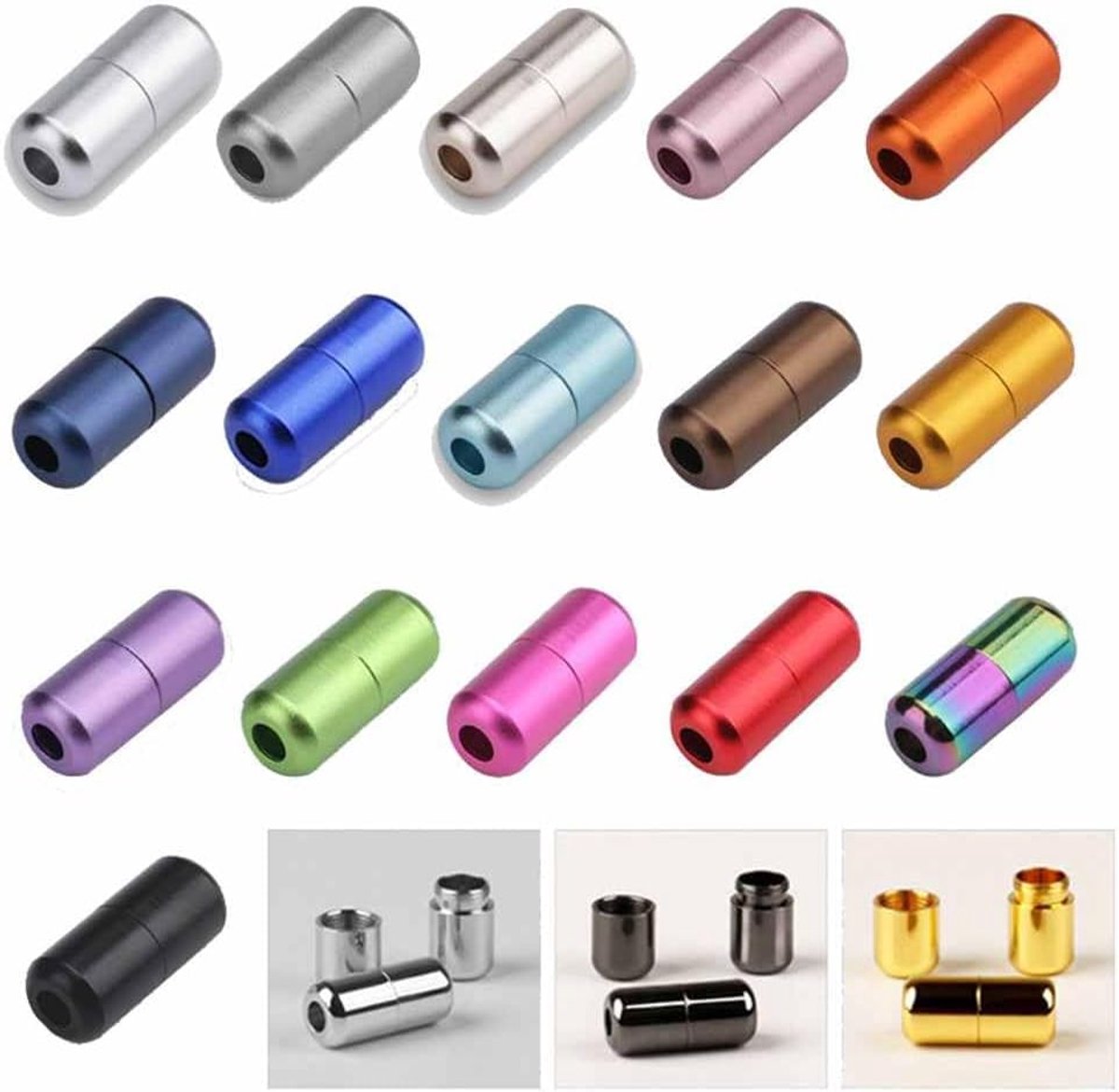 20 stuks metalen capsules voor veters, Lazy schoenband, gesp, veters, capsulesluiting, elastische veters, vetersluiting, voor kinderen en volwassenen, sneakers