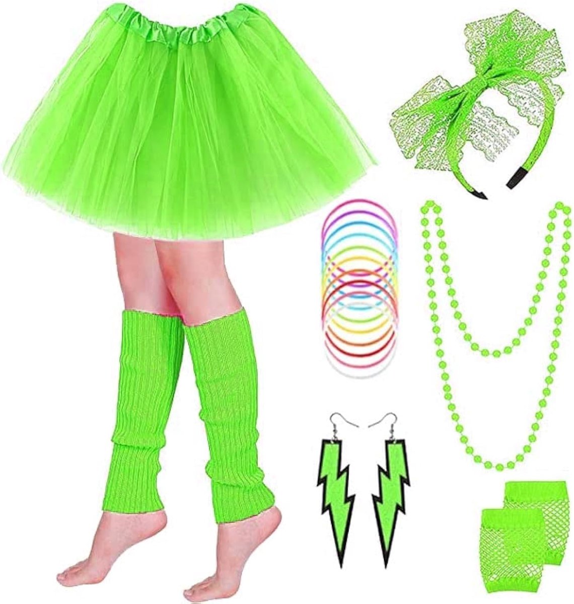 80 outfit dames jaren 80 accessoires verpakking met 19 stuks