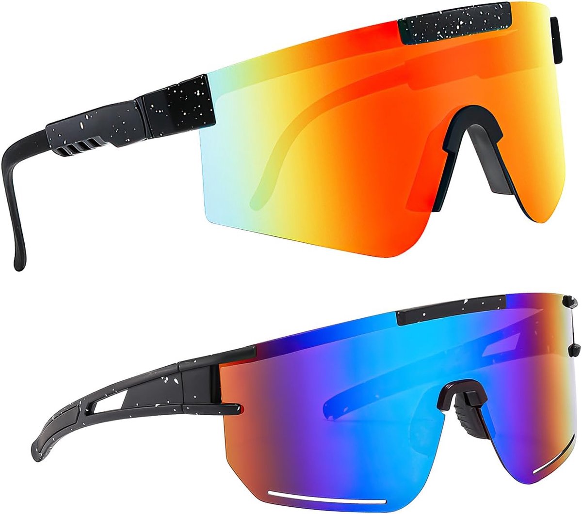 2 stuks snelle bril, rave fietsbril, zonnebril voor heren en dames, sportbril, fietsbril, gepolariseerde UV400-veiligheidsbril voor outdoor, hardlopen, autorijden, fietsen, vissen (C5C01)