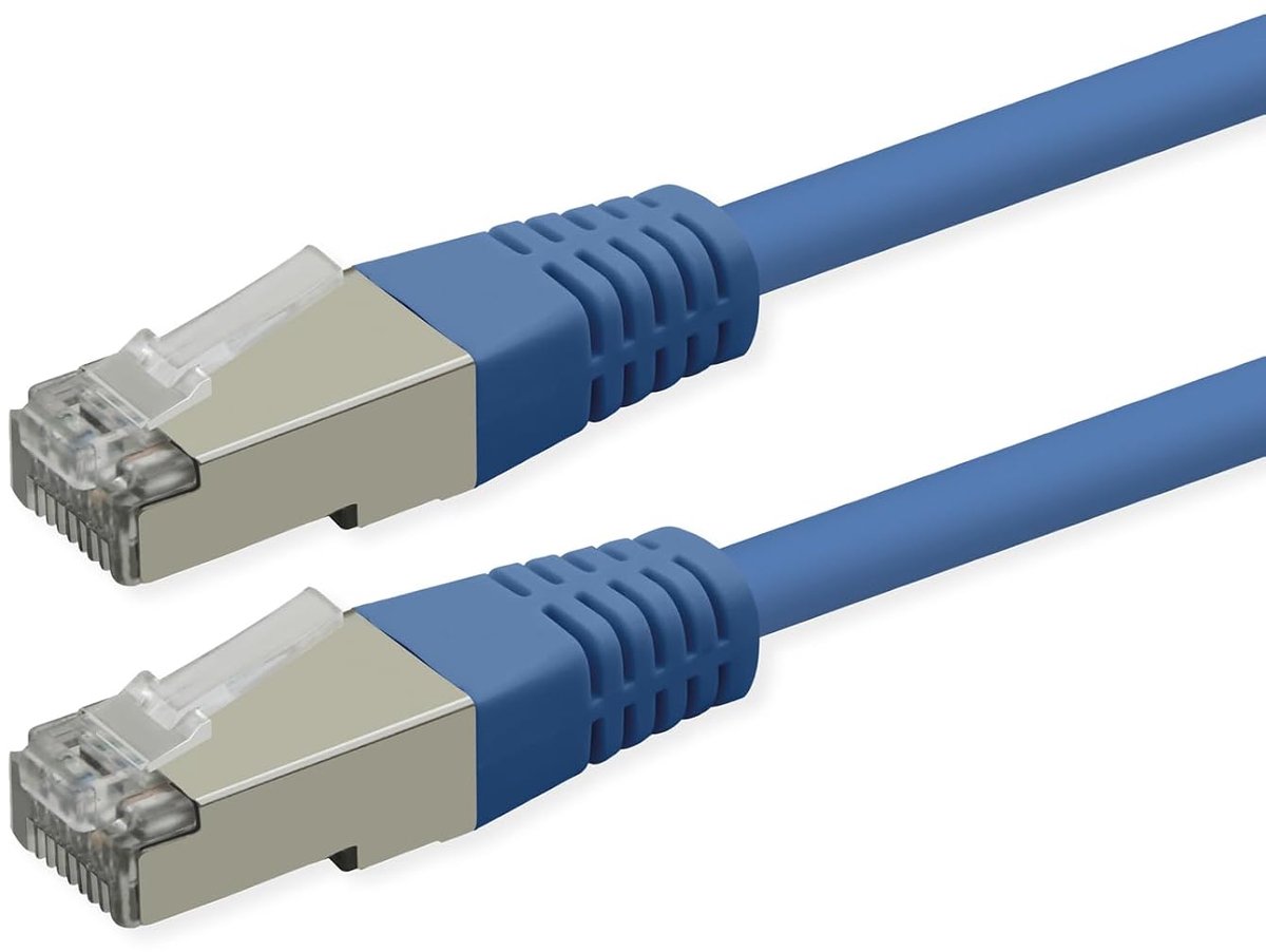 Patchkabel Cat.6 (Class E), PoE, S/FTP (PiMF), blauw, 20 m