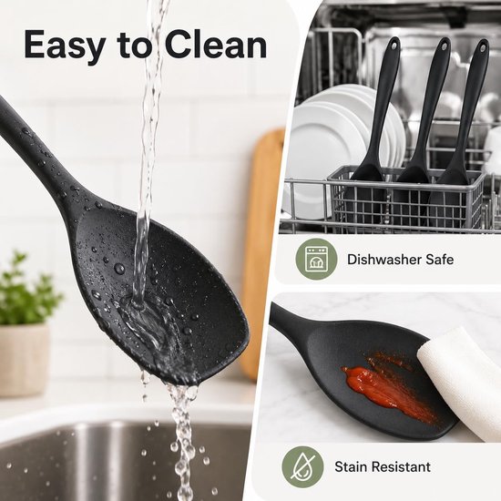 3 stuks lepelspatel van siliconen, 28,6 cm, hittebestendig, 230 °C, spatel voor gebak, Maryse, flexibel, antiaanbaklaag, spatel, keuken, siliconen, BPA-vrij, voor het mixen, schrapen van gebakjes — afbeelding 3