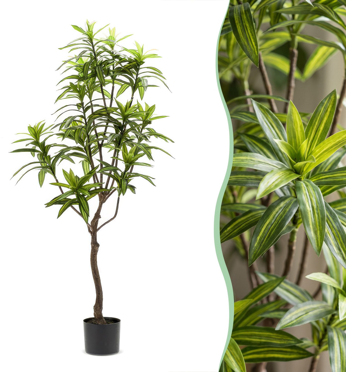 Green Boutiq Kunstplant - Dracaena - Drakenboom - 130 cm Zwart
