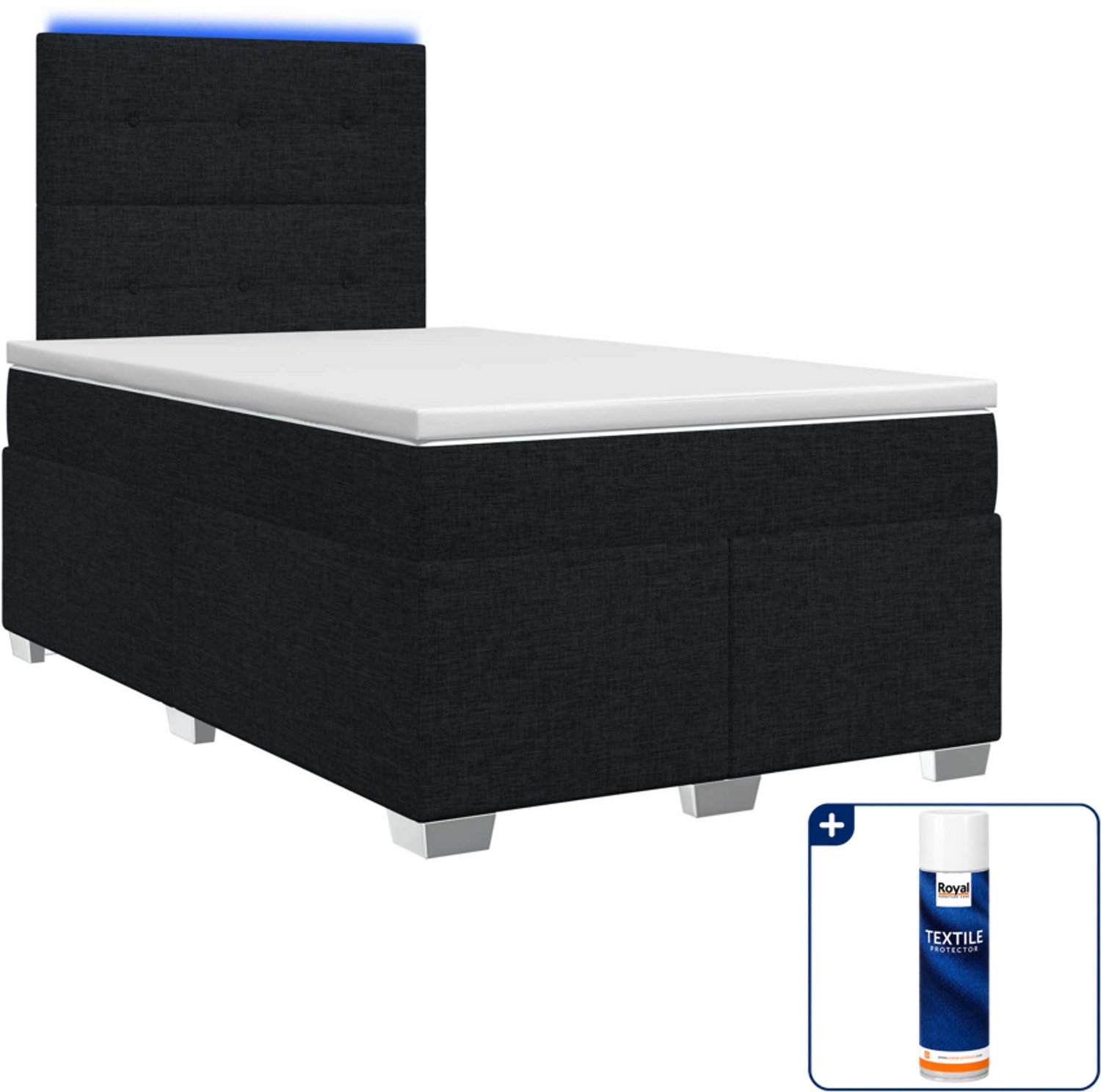 vidaXL boxspringbed 120 x 200 cm - zwart - Inclusief textielbeschermer 500 ml