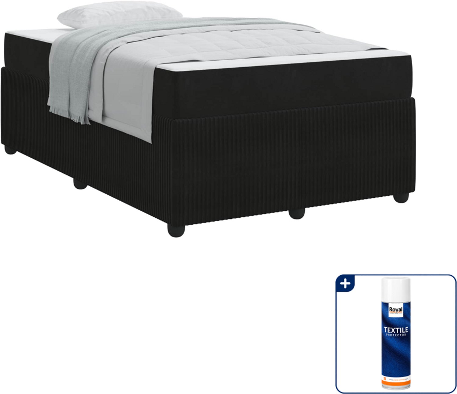 vidaXL bedframe - 120 x 190 cm - zwart - Inclusief textielbeschermer 500 ml
