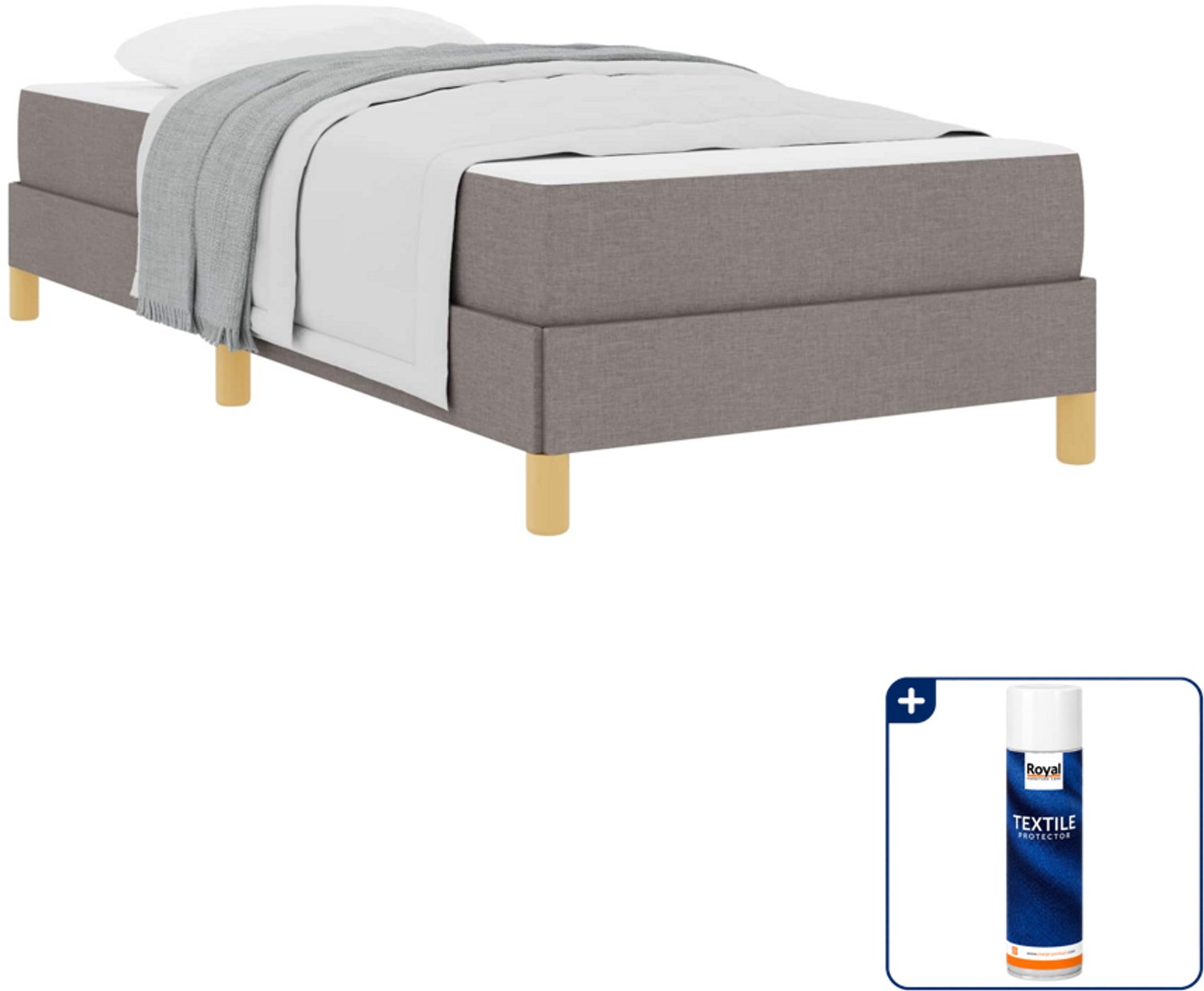 vidaXL boxspringbed 90 x 190 cm - stof - taupe - Inclusief textielbeschermer 500 ml