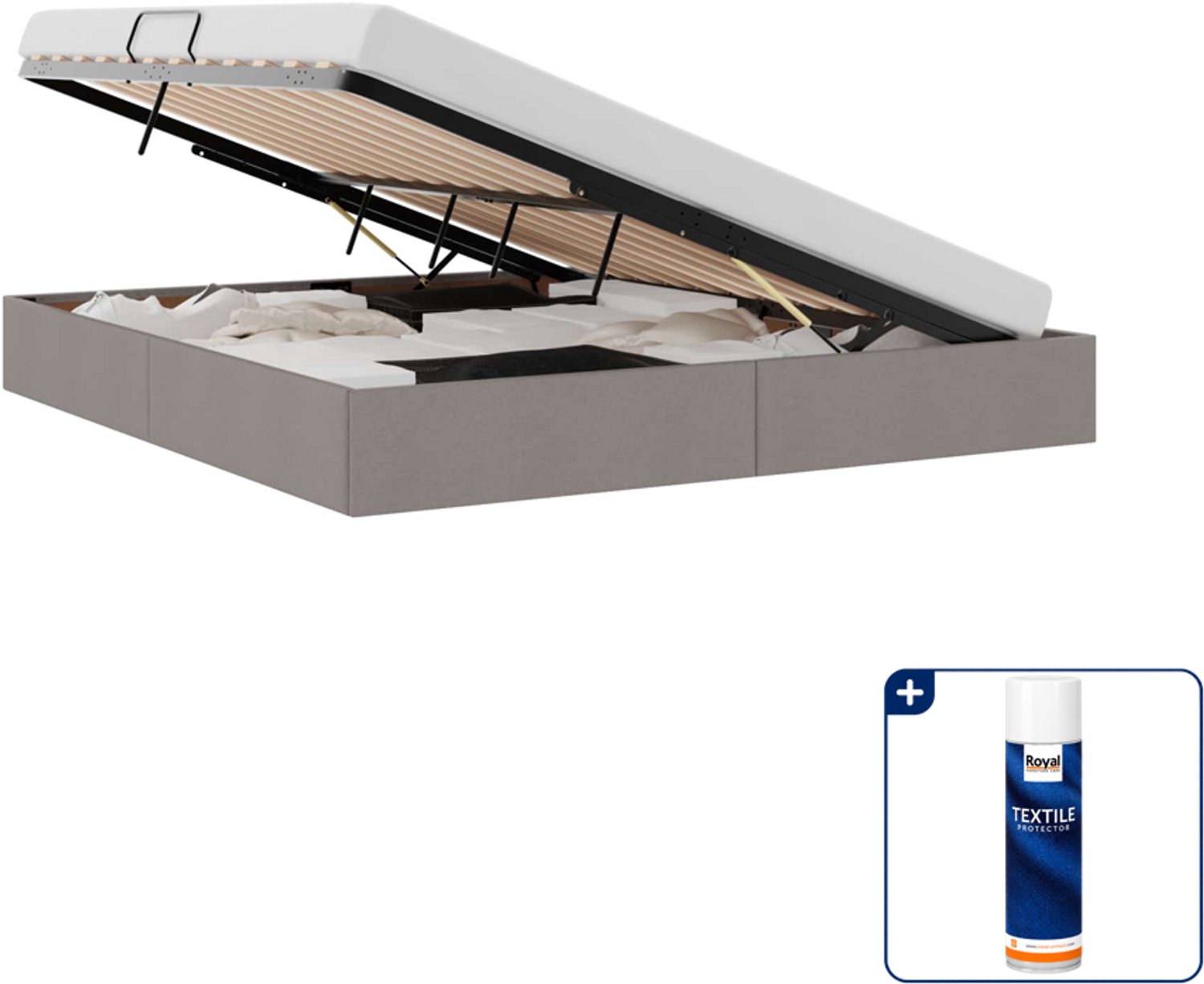 vidaXL queensize ottoman bedframe - 160 x 200 cm - stof - taupe - Inclusief textielbeschermer 500 ml