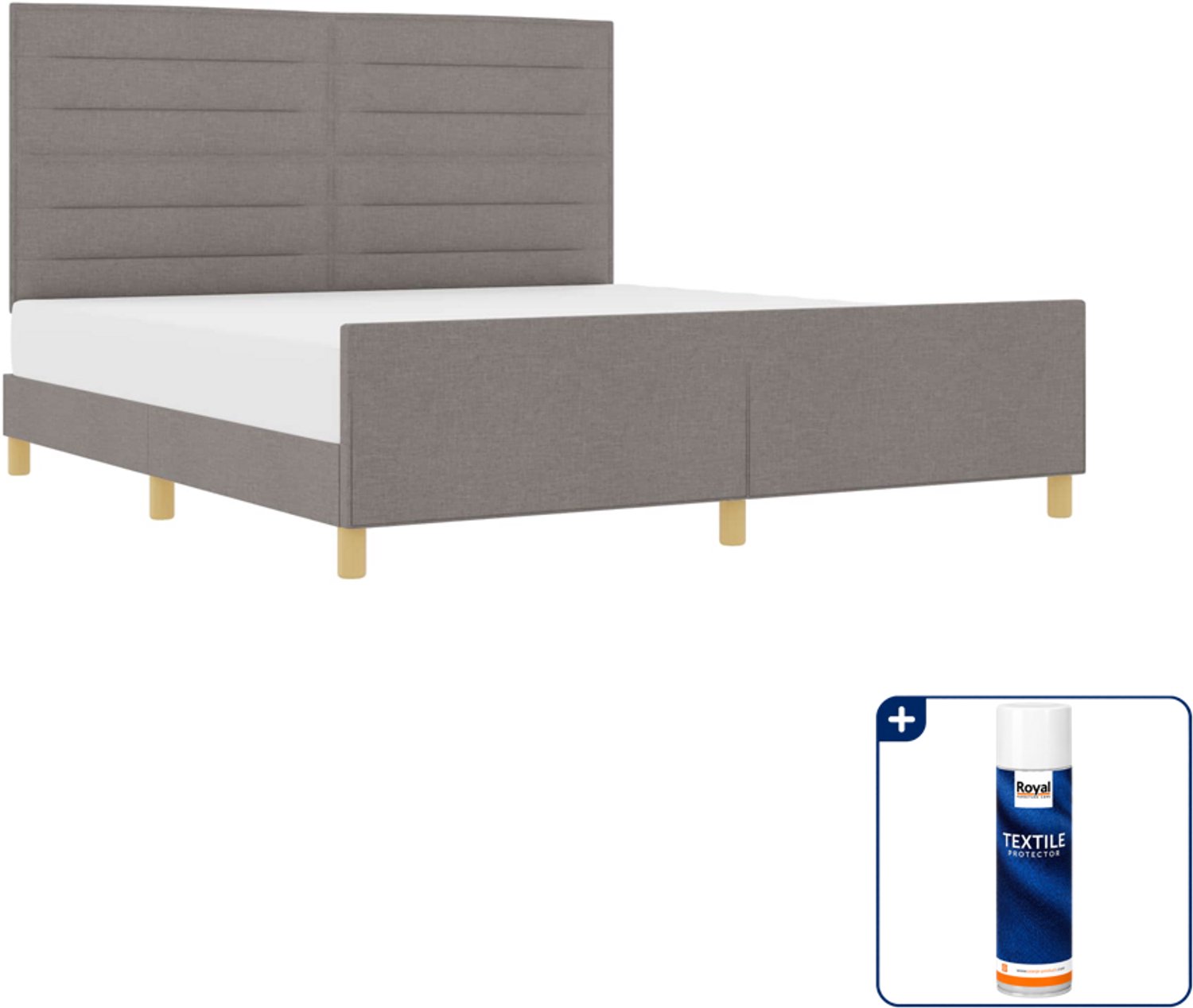 vidaXL Bedframe - Kingsize - 180 x 200 cm - taupe - Inclusief textielbeschermer 500 ml