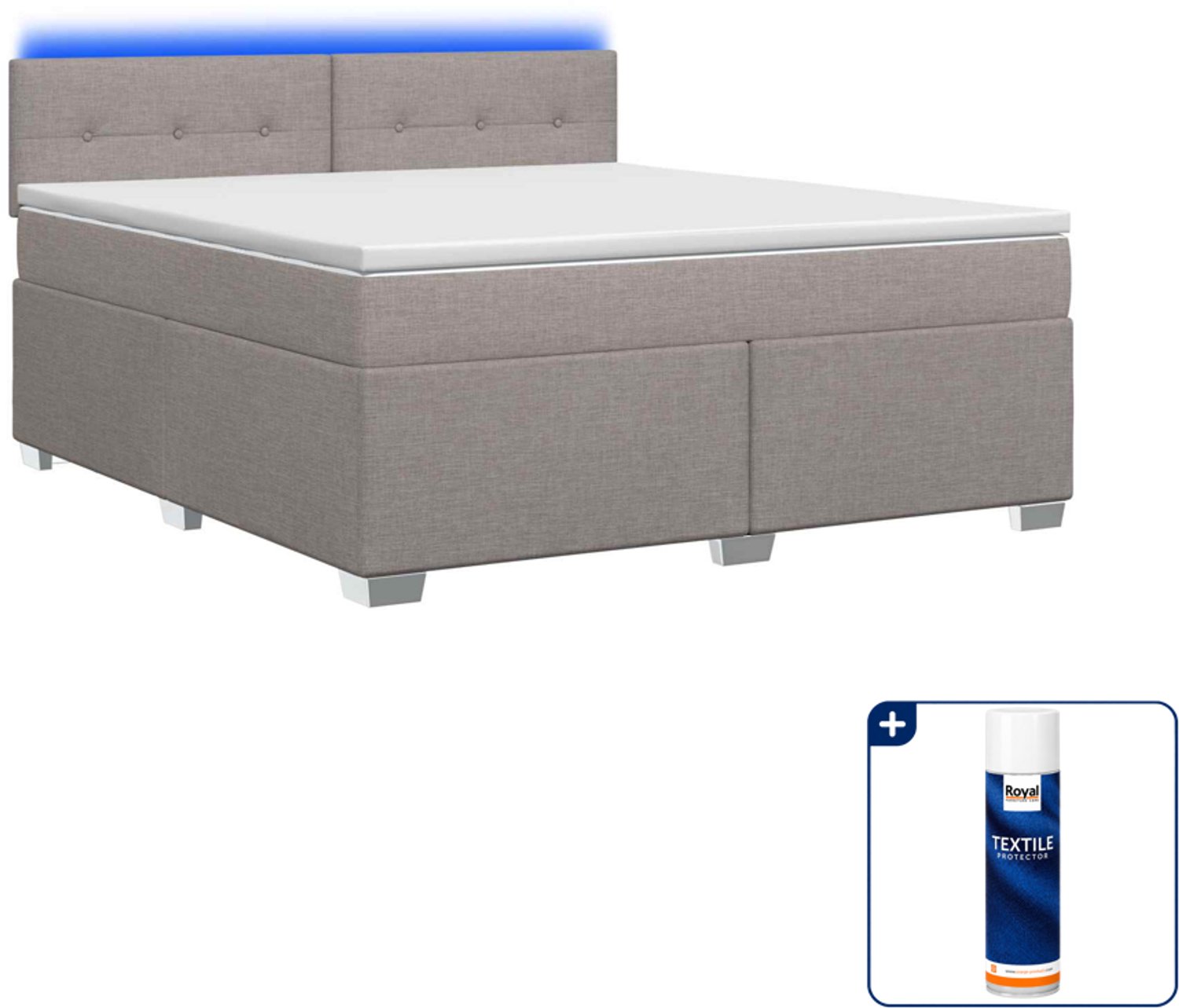 vidaXL boxspring Small double - 140 x 200 cm - taupe - Inclusief textielbeschermer 500 ml