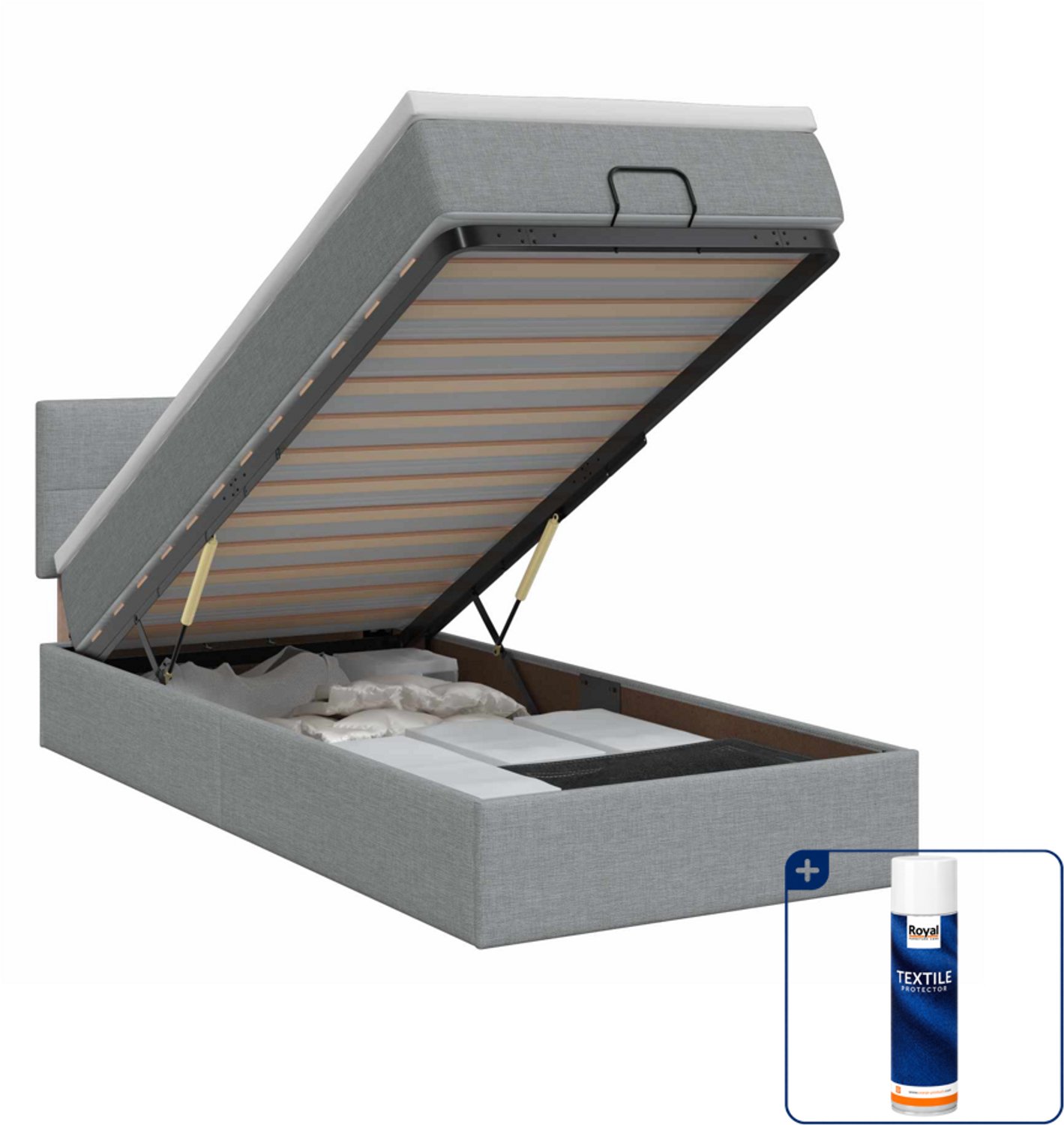 vidaXL ottoman bed - 80 x 200 cm - lichtgrijs - Inclusief textielbeschermer 500 ml