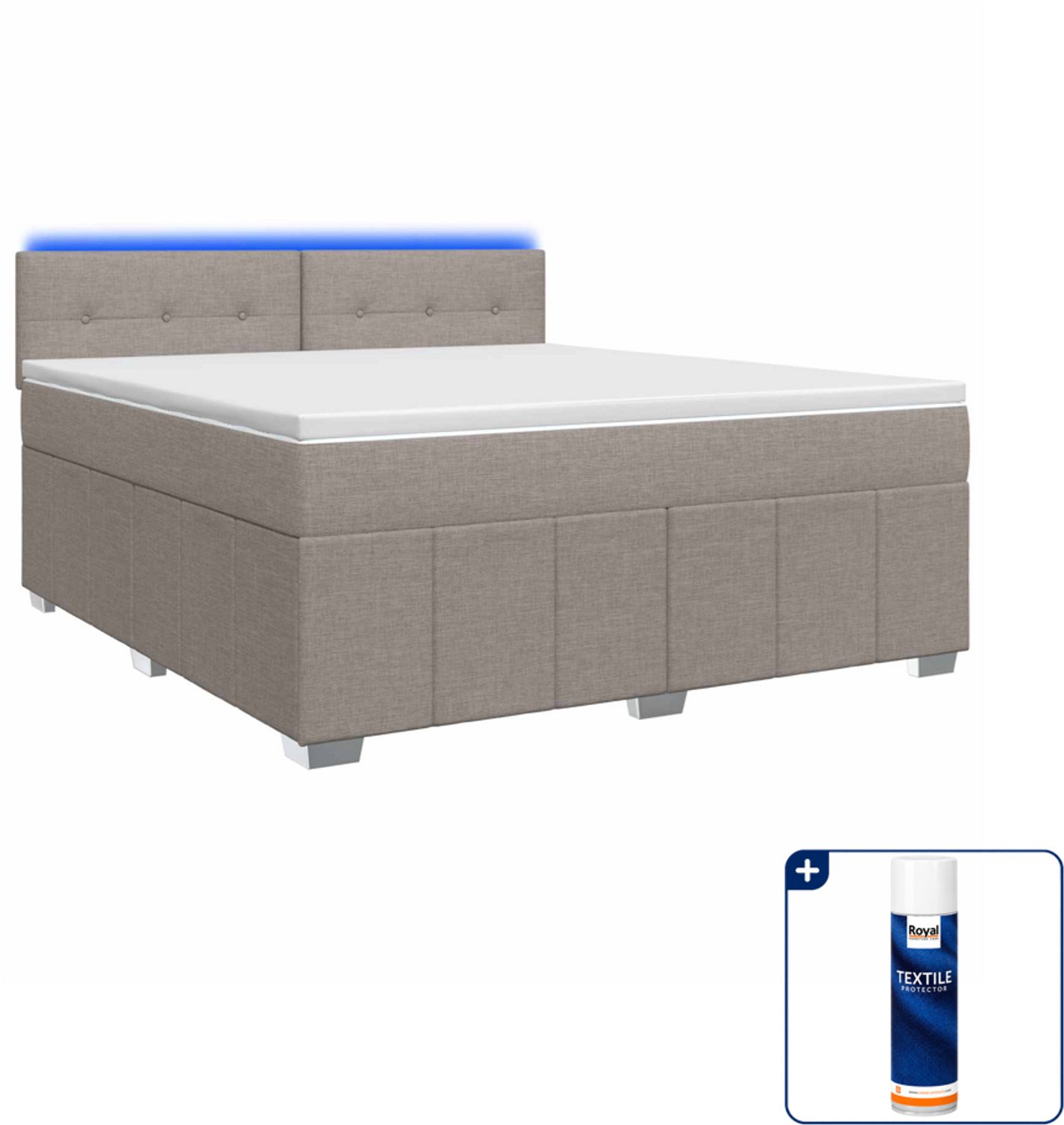vidaXL Queensize boxspringbed met matras - 160 x 200 cm - taupe - Inclusief textielbeschermer 500 ml