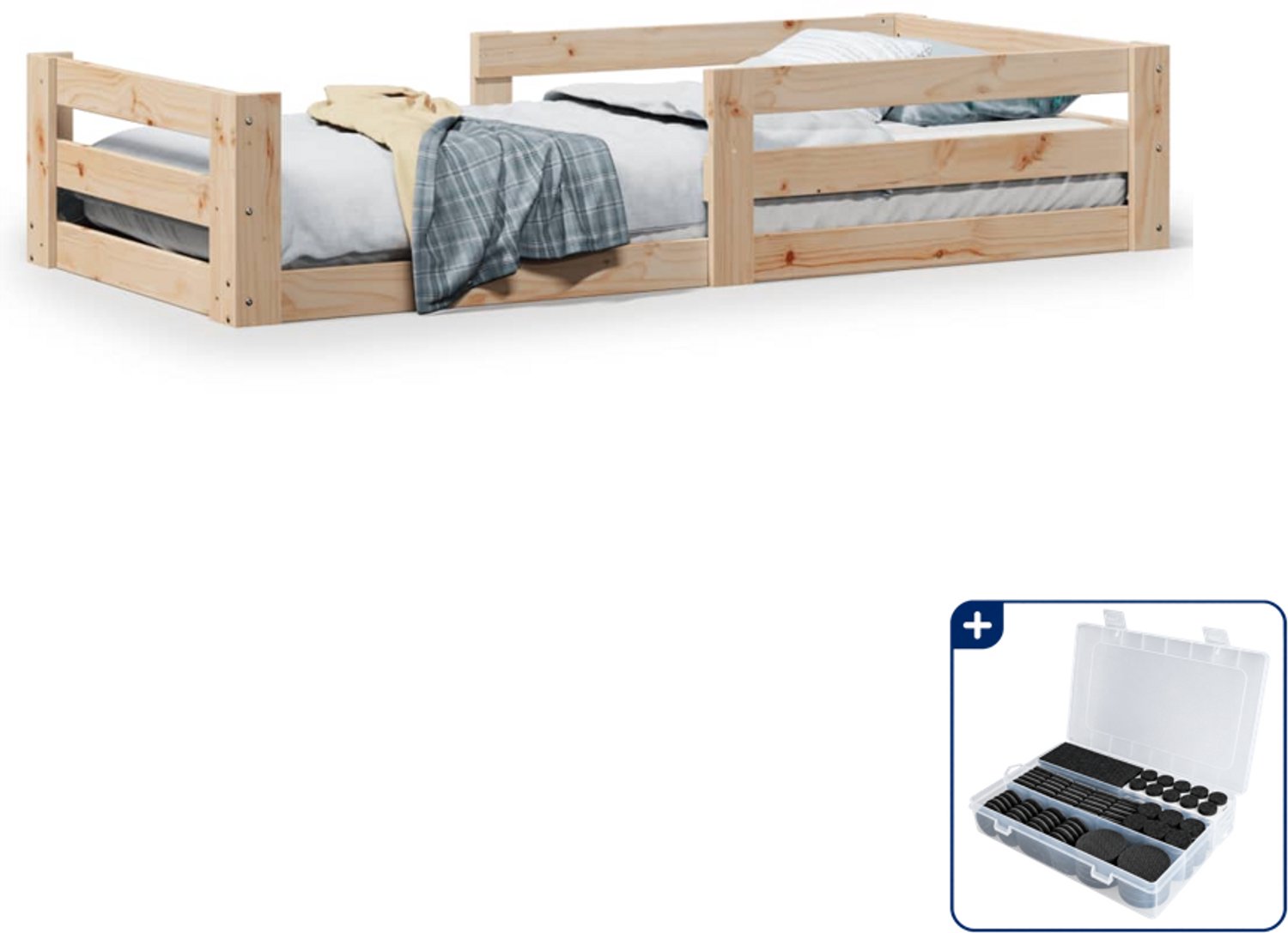 vidaXL bedframe - 90 x 200 cm - massief grenenhout - Inclusief antikrasvilt 177-delig Bruin